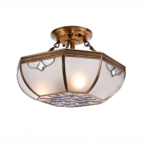 16 "koperen plafondverlichting vintage Europese woonkamer Octagon glazen lampenkap slaapkamerlampen eetkamer restaurant kroonluchters