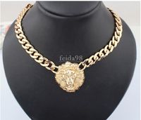 Бесплатная доставка большой золотой ожерелье для женщин ожерелья головы животных мода золотой коренастый цепи золотые женщины