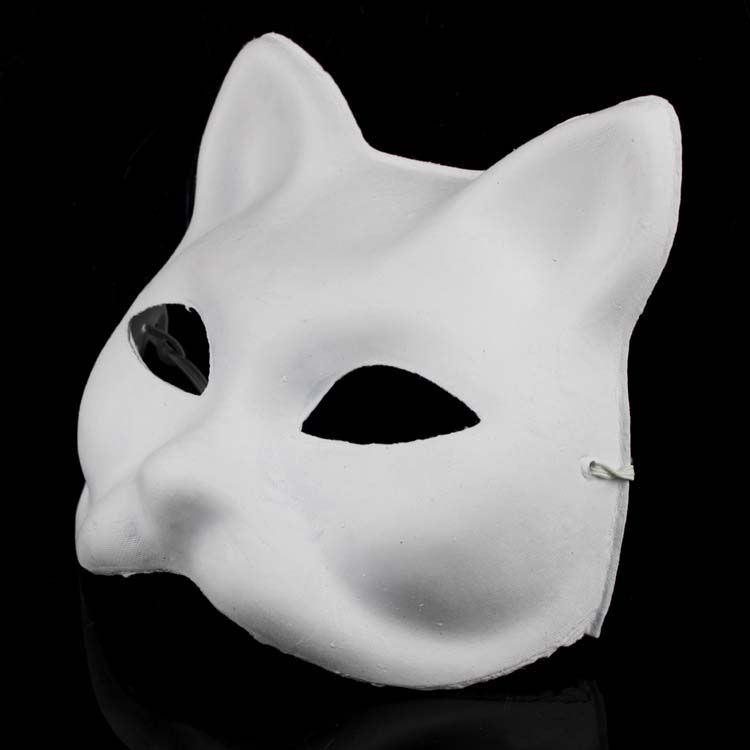 Unpainted Leg White Paper Pulp Kat Mask voor Vrouwen Milieu DIY Fine Art Schilderen Programma's Masquerade Party Half Mask / 