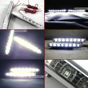 2013新しい卸売安いスーパーホワイト8 LEDユニバーサルカーライトの日時実行自動ランプ