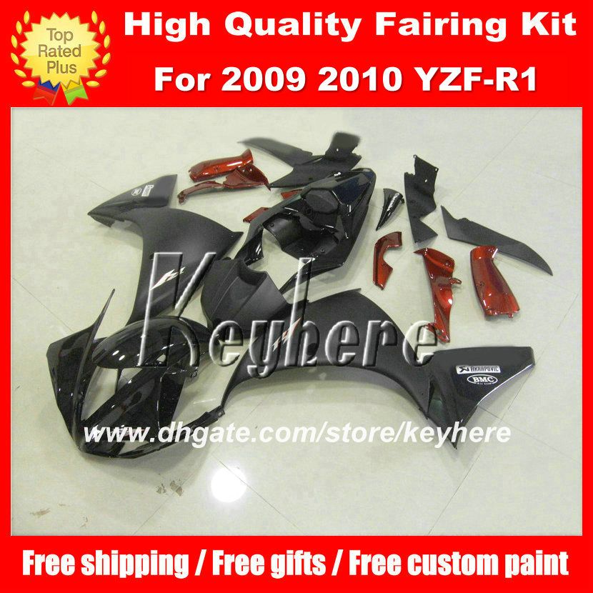 ABS Plastic fairing kit for YAMAHA YZFR1 2009 2010 2011 YZF R1 YZF-R1 09 10 11 YZF1000 G2b flat glossy black red farirngs motorcycle parts