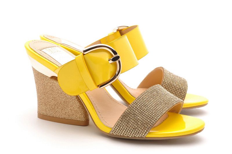 Summer Womens Sequins Wedge Platform Sandals With Buckle Yellow & Black ...