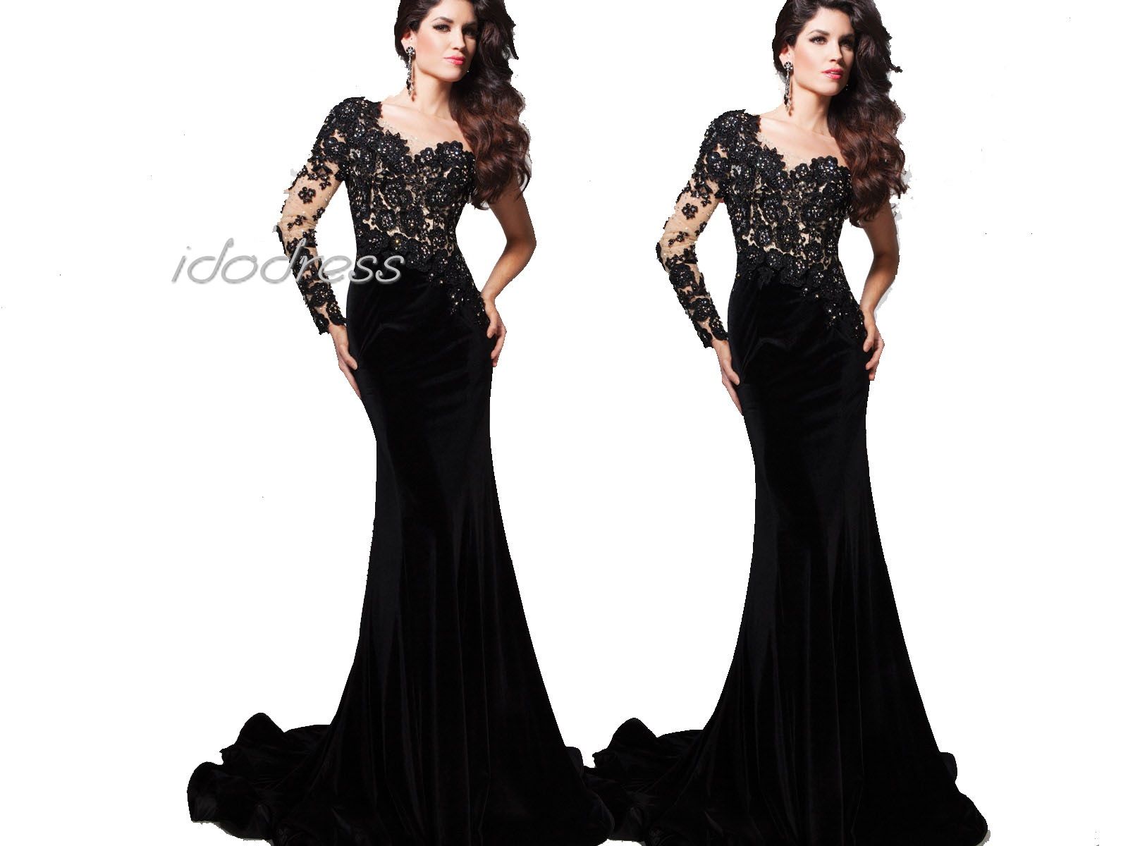 one shoulder black sequin gown
