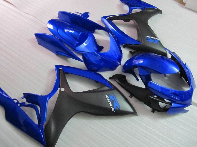 طقم معرض عالي الجودة للحقن لـ Suzuki 2006 2007 GSX-R600 GSXR750 06 07 GSXR 600 750 K6 Blue Flat Black Full Full Fairing ZZ759