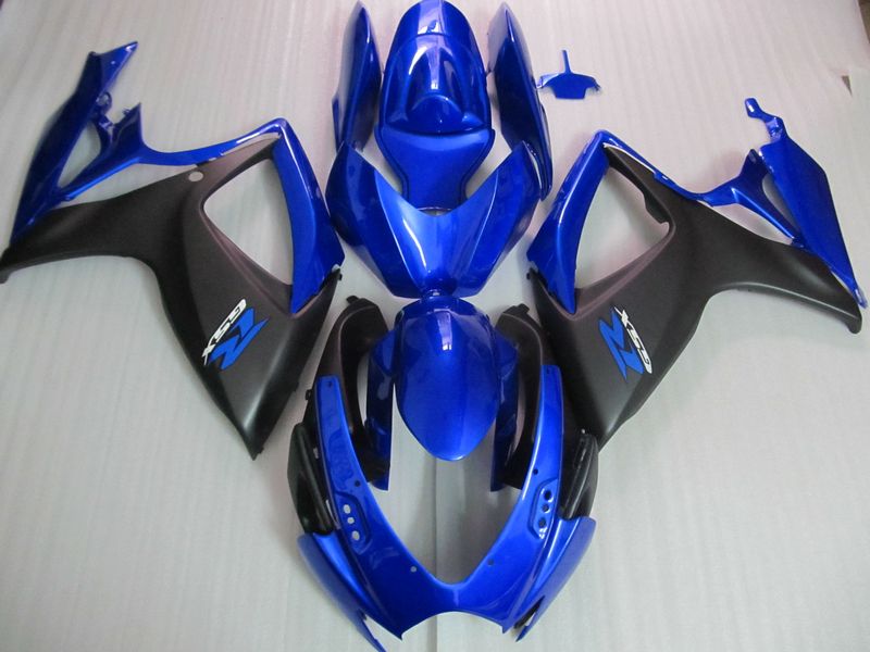 

High quality injection molded Fairings kit For SUZUKI 2006 2007 GSX-R600 GSXR750 06 07 GSXR 600 750 K6 Blue flat Black full Fairing ZZ759, Same as picture