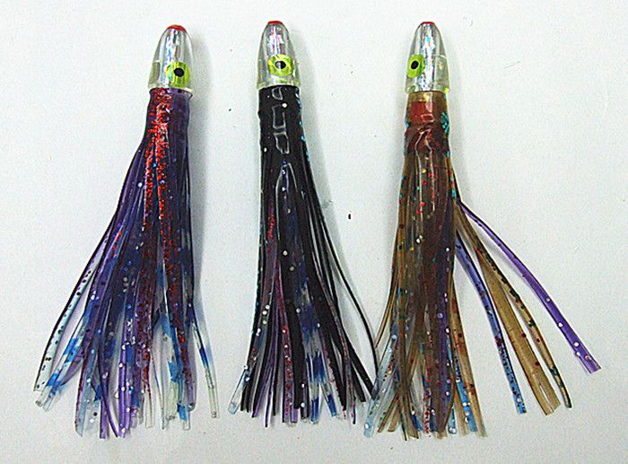 Yeni ahtapot etek yem balıkçılık lures olta takımı deniz trolling lures reçine kafa çift etek 4 inç / 6.5g karışık renk