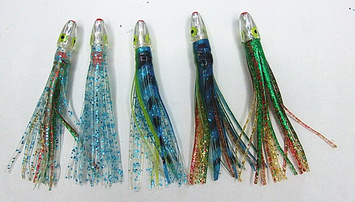 Nouveau poulpe jupe appâts de pêche leurres de pêche pêche à la traîne en mer leurres résine tête double jupe 4 pouces/6.5g couleur mélangée