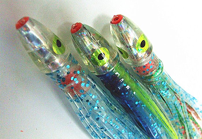 Nouveau poulpe jupe appâts de pêche leurres de pêche pêche à la traîne en mer leurres résine tête double jupe 4 pouces/6.5g couleur mélangée