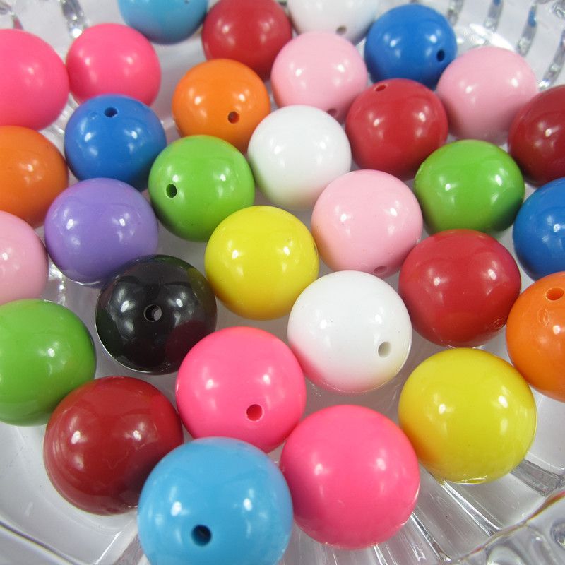20mm Chunky Assorted Bubblegum Acrylic Solid Round Chunky Beads For
