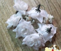 Hot ! White Crimping Rose Flower Head Wedding Silk Flower Decoration Flower Ball Flower Arrangement 5.5cm