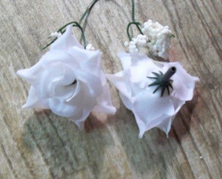 뜨거운! 화이트 크림프 장미 꽃 머리 웨딩 실크 꽃 장식 꽃 공 꽃꽂이 5.5cm