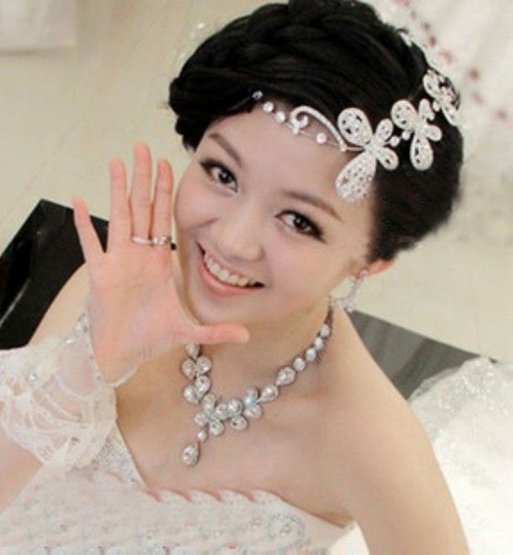 Recent Korean Rhinestones Short Hair The Bride Head Ornaments