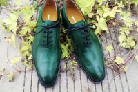 Kleid Schuhe Oxfords Schuhe Herrenschuhe Echtes Leder Benutzerdefinierte handgemachte Männer Schuhe Farbe Grün Heißer Verkauf HD-0119