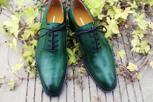 

dress shoes oxfords shoes men's shoes genuine leather custom handmade men shoes color green hd-0119, Black