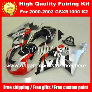 Custom race fairing kit for SUZUKI GSX R1000 2000 2001 2002 GSXR1000 00 01 02 K2 fairings G4c hot silver red aftermarket motorcycle parts