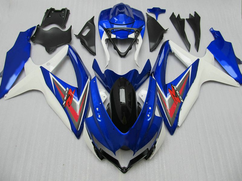 Blue White Red Fairing Kit voor GSXR 600 750 2009 2009 K8 GSXR600 GSXR750 08 09 10 Aangepaste verf