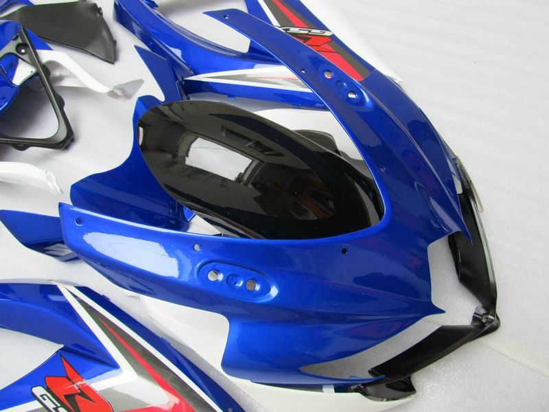 Blue White Red Fairing Kit för GSXR 600 750 2008 2009 K8 GSXR600 GSXR750 08 09 10 Anpassad färg