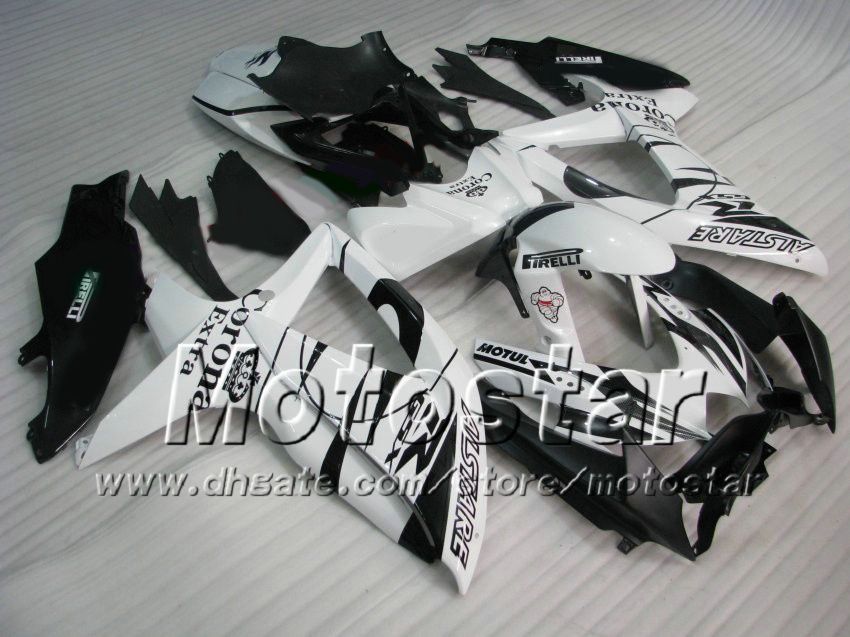 Black white corona alstare fairing kit for SUZUKI GSXR 600 750 2008 2009 2010 fairing K8 08 09 10 GSX-R750 GSX-R600