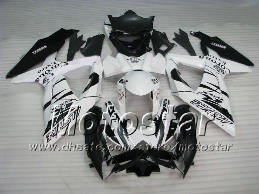 Black white corona alstare fairing kit for SUZUKI GSXR 600 750 2008 2009 2010 fairing K8 08 09 10 GSX-R750 GSX-R600