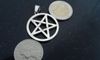 Mode Rostfritt Stål Silver Pentagram Satanic Symbol Satan Worship Pendant Halsband 30mm med 24 '' Ball Chain