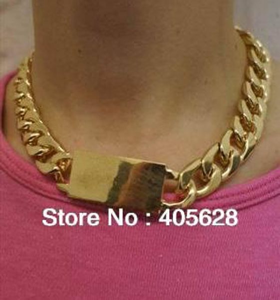 

Fashion hot chunky chain ID necklace, gold color
