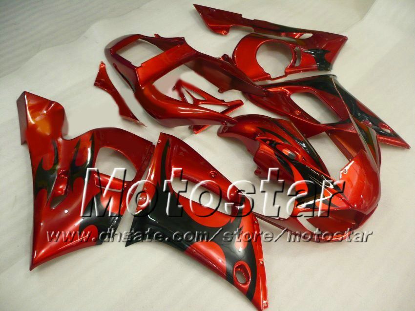 Fairings bodykit for YAMAHA YZF-R6 1998 1999 2000 2001 2002 YZFR6 YZF R6 YZF600 black flame red custom racing fairing kit zs17