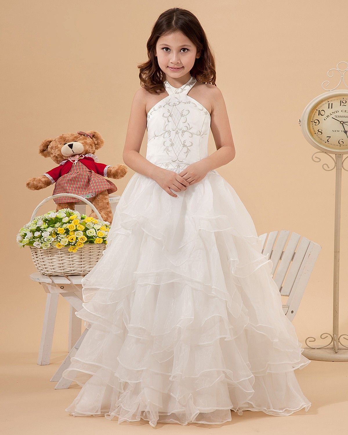 Custom Made Halter Princess Flower Girl Dresses For Wedding Party