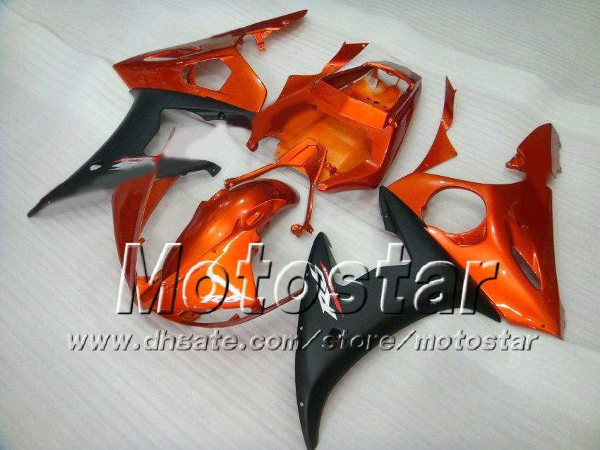 5 Prezentów Zestaw Racing Fairing dla Yamaha 2003 2004 YZF-R6 03 04 YZFR6 YZF R6 YZF600 Orange Red Black Fairings Kit ZS43