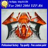 5 gåvor racing fairing kit för yamaha 2003 2004 yzf-r6 03 04 yzfr6 yzf r6 yzf600 orange röda svarta mässor kroppssats zs43