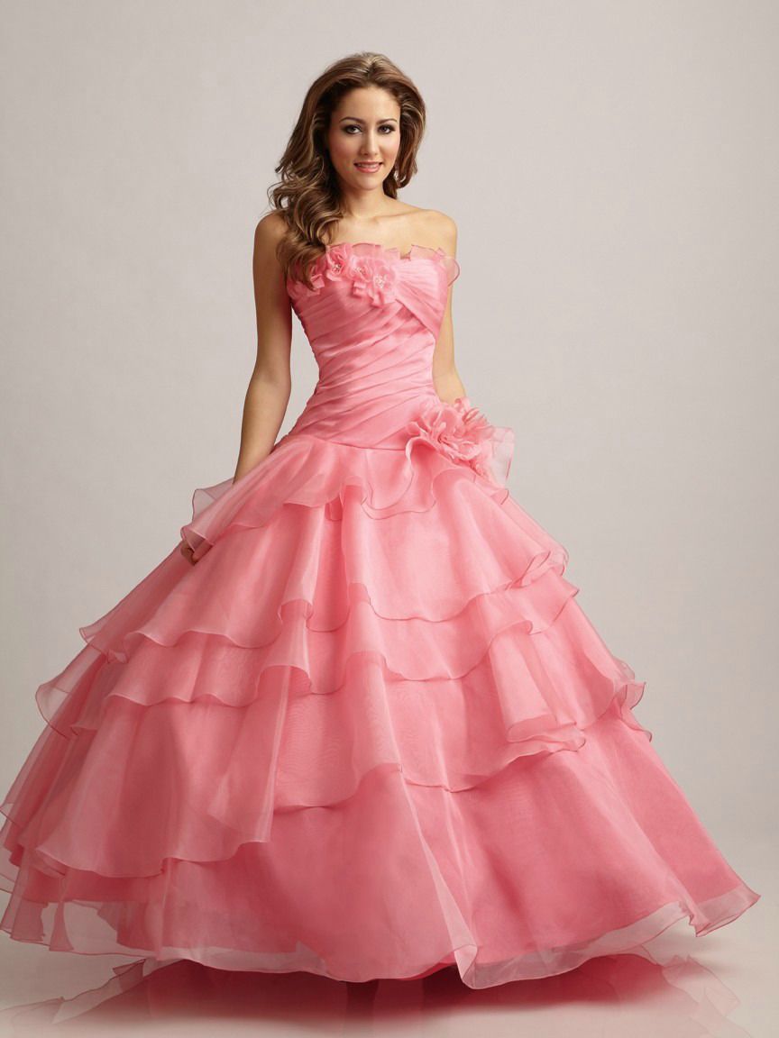 Light Pink Handmade Flower Ruffles Quinceanera Dresses Ball Gown Party ...