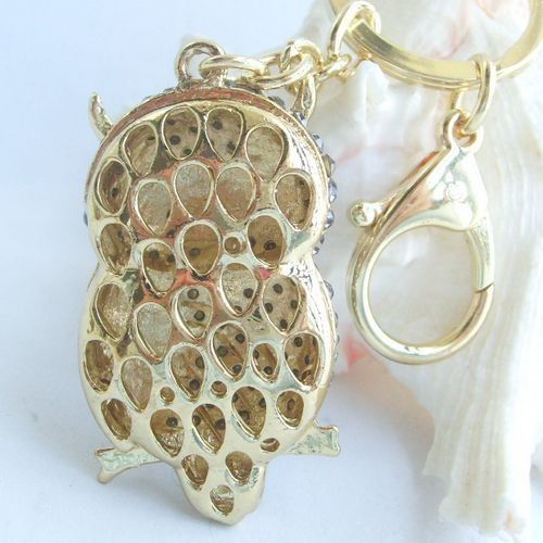 Charming Bird Owl Key Chain w Purple Rhinestone Crystals KPY03502C16773296