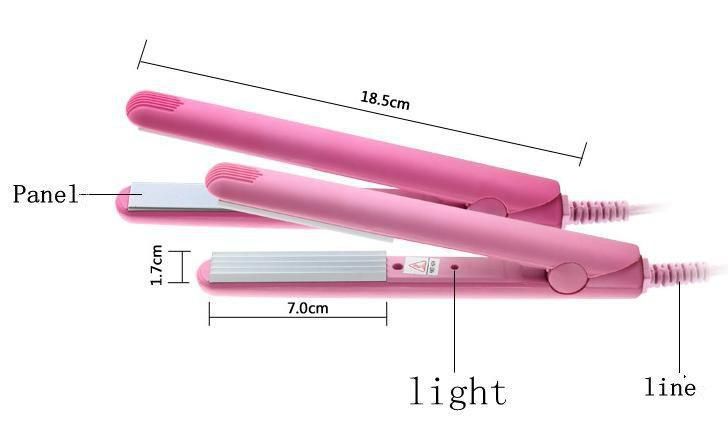 Mini Pink Electronic Hair Straightener Straightening Flat Iron
