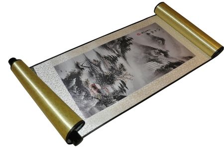 東洋風景絵画中国のシルクスクロールぶら下がっている絵画装飾アート塗装L100X30cm 1ピース無料