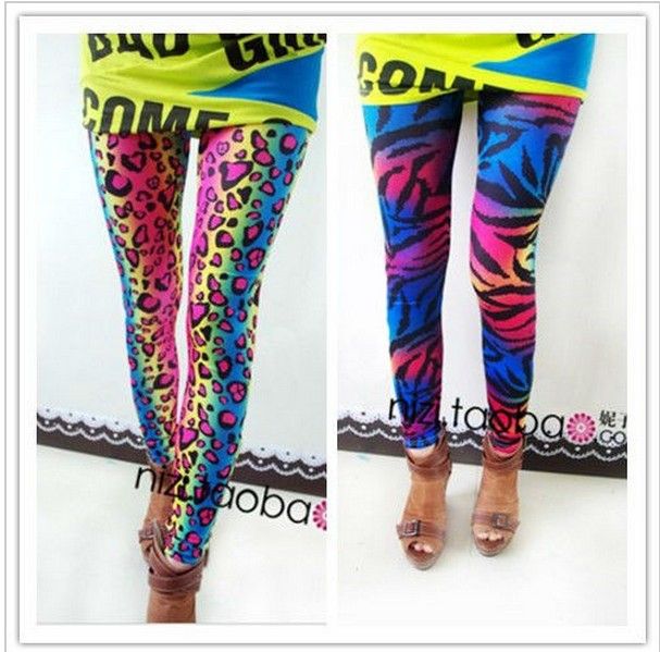 Womens Sexy Tights Pants Multicolor Leopard Leggings Fashion Stretchy