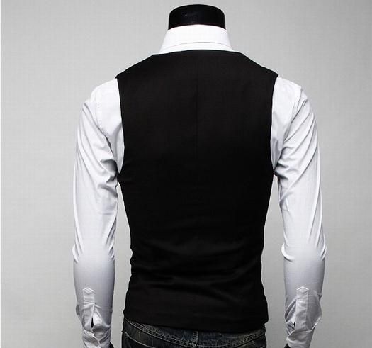 2015 Fashion Men Jacket Three Button Suit Slim Collarless Vest ...