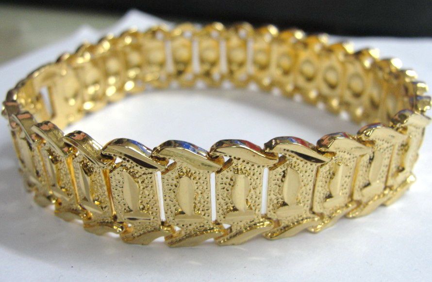 3 style mixed Brand new MEN 24K YELLOW GOLD GEP SOLID FILL GP BRACELET Fashion Men Gold Bracelet 8" 