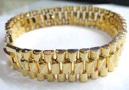 Brand new 45g MEN 24K YELLOW GOLD GEP SOLID FILL GP BRACELET Fashion Men Gold Bracelet 14mm * 8"