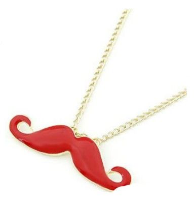 Vintage mélange couleur barbe Cosplay moustache pendentif colliers en alliage noir ton or chaîne collier