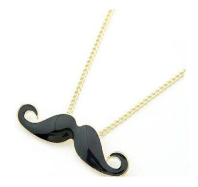 Vintage mélange couleur barbe Cosplay moustache pendentif colliers en alliage noir ton or chaîne collier