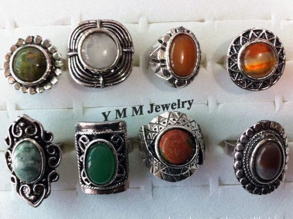 Vintage Adjustable Natural Stone Rings High Quality Fashion Jewelry Wholesale