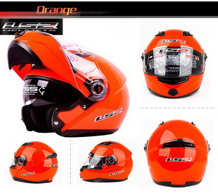 ECE DOT LS2 Undrape Face Helmet Motorcross Helmet With ABS And Orange Color Motorbike Helmet Ls2