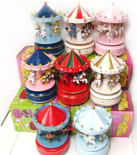 New Carousel Music Box Wooden Merry Go Round Wooden 