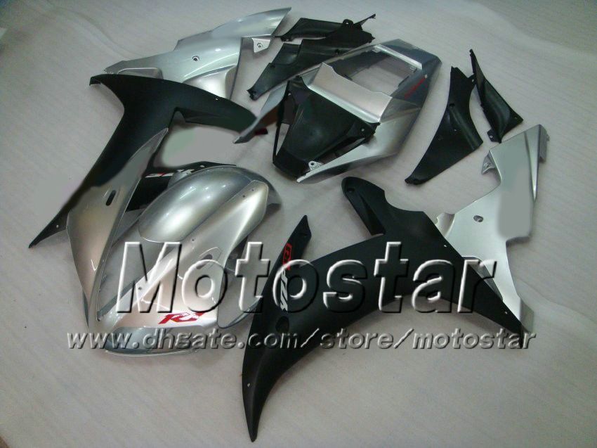 Matte Black Silver Bodywork Fairings för YZF R1 2002 2003 YZFR1 02 03 YZF-R1 Full Fairing Kit + 7 Presenter