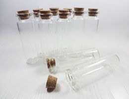 50X Clear Glass Bottle Of Wishes Vials With Wood Cork 73MMX22MMX15MM Drop Shipping
