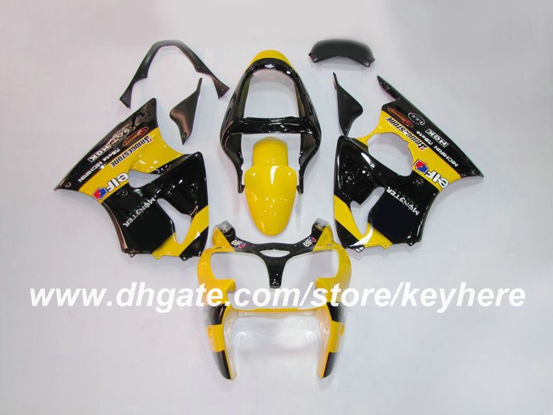 Aanpassen ABS stroomlijnkappen kit voor KAWASAKI ZX6R 00 01 02 Ninja ZX 6R 2000 2001 2002 stroomlijnkappen g5a motorfiets carrosserie geel zwart aftermarket