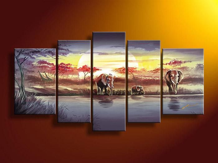 5 Piece Wall Art 2017 wall art african abstract blue elephant oil painting on 5 Piece Wall Art 2017 wall art african abstract blue elephant oil painting on