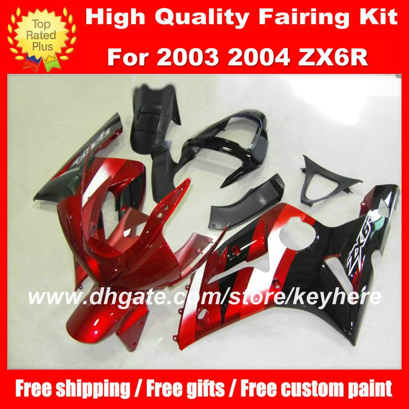 

Customize ABS fairings kit for KAWASAKI ZX6R 03 04 Ninja ZX 6R 2003 2004 fairings g5a motorcycle body work red black aftermarket, Same as picture
