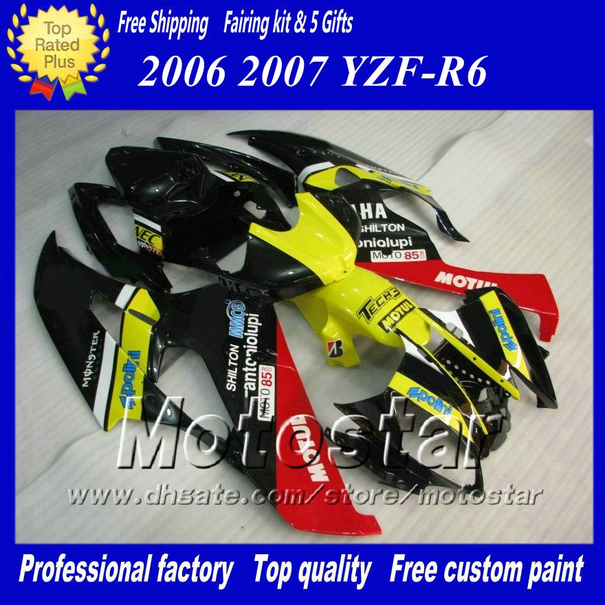 7 Prezentów Zestaw wyścigów wyścigowych dla Yamaha 2006 2007 YZF-R6 06 07 YZF R6 YZFR600 Mix Color Custom Fairings Zestaw