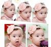 10 stks / partij baby hoofdbanden haarband hoofddeksels grote roze rozenbloemen elastische witte chiffon hoofdband, kinderen haar ornamenten