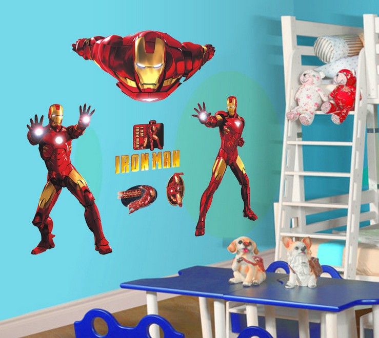 Wholesale Removable Iron Man Wall Stickers Wall Art Stickers Nursery Wall Decals Kids Room Wall Decor Children Wall Stickers Childrens Bedroom Wall
